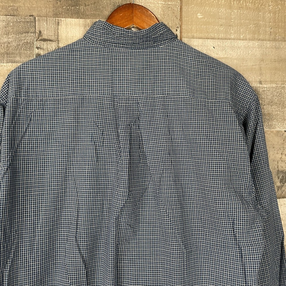 Vintage Y2K Basic Editions Shirt Blue Plaid Button Front Long Sleeve 90s Pocket - Picture 6 of 6